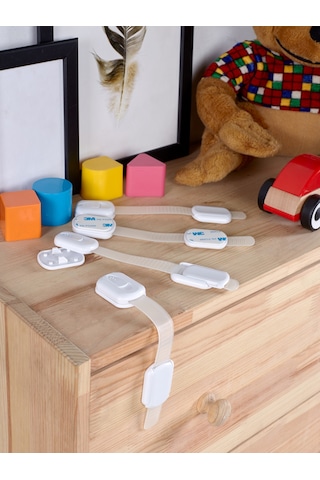 Kidkid Çekmece Dolap Kilidi Plastik Çocuk Kilidi 5 Adet Beyaz