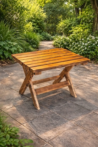 Ceritoğlu Ahşap-%100 Çam-masa Eskitme Model-73,5x66.5x63 Cm Açık Ceviz