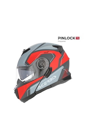 Acerbis Serel 22-06 Kask Gri Kırmızı Gri - Kırmızı