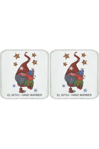 2 Adet Yıldızlı Noel Cücesi Cep Sobası,el Isıtıcı,sıcak Su Torbası Pvc 10x9,5cm Beyaz