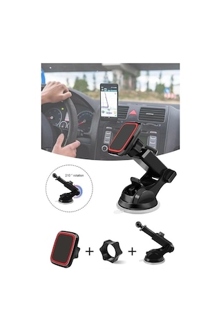Telefon Tutacağı 360 Uzayan Vantuzlu Güçlü Mıknatıslı Araba Telefon Tutucu Araç İçi Tutacak Üniversal 1 Adet