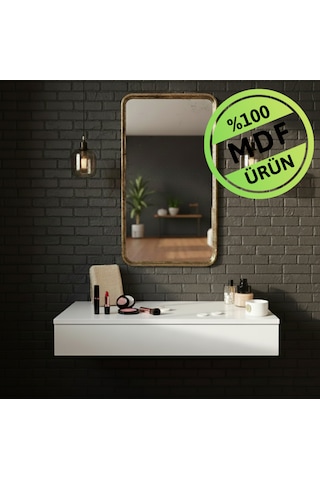 Mdf Makyaj Masası Ve Dresuar 100x30 Cm Çekmeceli Modern Tasarım Beyaz