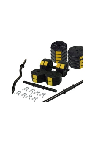 Tanspor 90 KG Halter Full Kısa + Uzun Düz + Z Bar Set-SARI