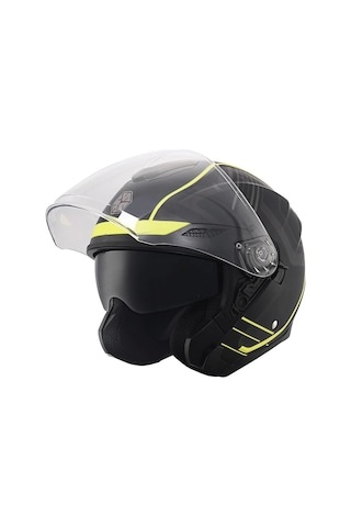 Scoyco Of-669 Cavalry Güneş Vizörlü Açık Yarım Kask Mat Siyah - Neon