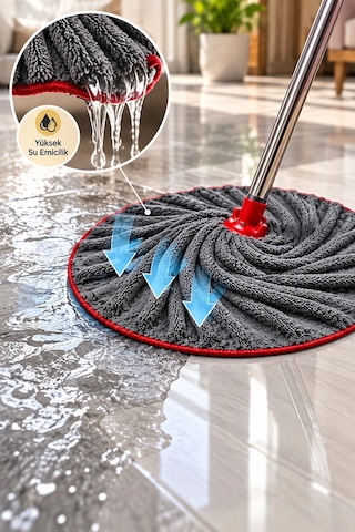 Mega Boy Mikrofiber Mop Ucu Yedek Paspas Bezi Süper Emici Geniş Yüzey Temizlik Mopu