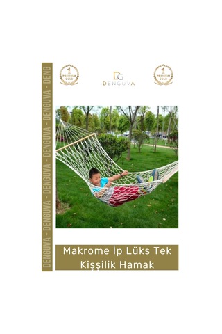 Hamak Bahçe Balkon Teras El Örgüsü Makrome İp Dayanıklı Konforlu Ahşap Çıtalı Lüks Tek Kişilik Hama Çok Renkli
