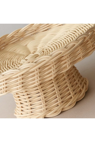 Rattan Örgü Bambu Ayaklı Sunumluk Ahşap
