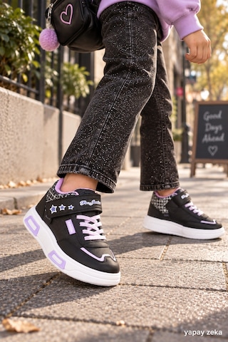 Mini Bonito Unisex Çocuk Sneaker Işıklı Tabanlı Günlük Spor Ayakkabı 26-30 Numara Arası Işıklı Lila