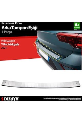 S-Dizayn  Volkswagen T-roc Makyajlı Krom Arka Tampon Eşiği 2021 Üzeri