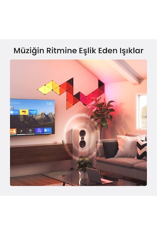 Nanoleaf Üçgen Akıllı Rgbw Duvar Paneli Başlangıç Paketi App Kontrollü, 9 Parça, Siyah, Google Home, RGB