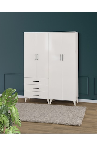 Azra'dan 4 Kapaklı Gardrop Beyaz