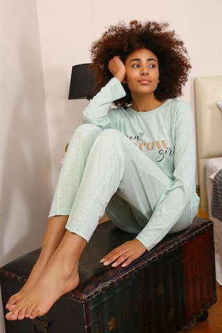 Akbeniz Kadın Penye Uzun Kol Pijama Takım 4188 - L Su Yeşili