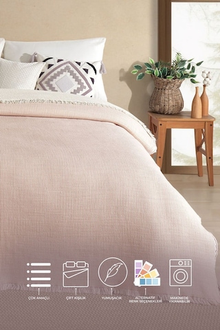 Elart Rubby Müslin Pike Çift Kişilik 210x230 Cm Pembe Pembe