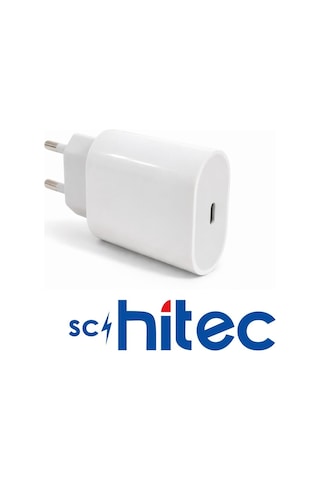 Schitec 20w Type-c Çıkışlı Hızlı Şarj Aleti Type-c To Lightning Kablolu Set Beyaz Sc001 1 Metre