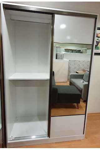 Doğandekorasyon Ömür 130 Cm 2 Kapakli Sürgülü Dolap Gardirop Beyaz Veya Cordoba