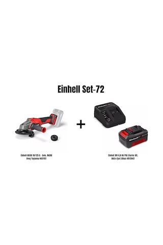 Einhell Set-72 Einhell Axxıo 18/125 Q Akülü Avuç Taşlama+einhell 18v 4,0 Ah Pxc Starter Kit, Akü & Şarj Cihazı
