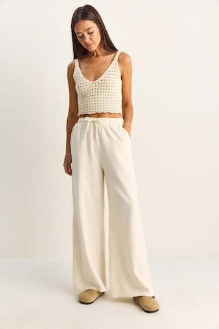 Shade Kadın Beli Lastikli Cep Detaylı Bol Keten Pantolon Yp5562 60286109 - Krem