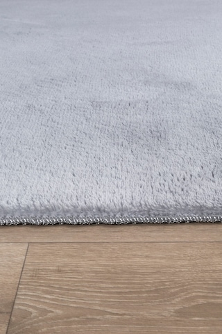 Vl Comfort Peluş Halı Gri Overloklu Gri