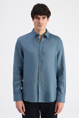 D'S Damat Ds Damat Comfort Petrol Düz %100 Keten Gömlek 6hc02ap01304m R01