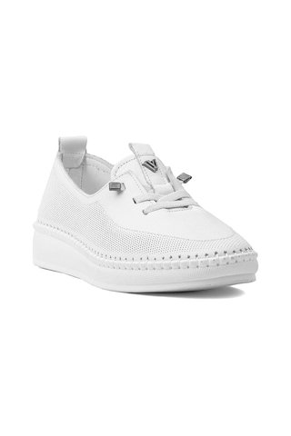 Voyager Z083 Kadın Hakiki Deri Ortopedik Casual Ayakkabı Beyaz Beyaz