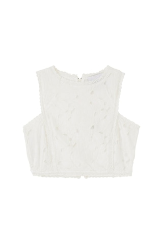 Pearl And Caviar Dantel Detaylı Kısa Üst Off White