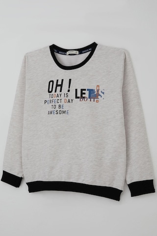 Breeze Erkek Çocuk Sweatshirt Renkli Yazı Baskılı 10-16 Yaş, Bej Melanj
