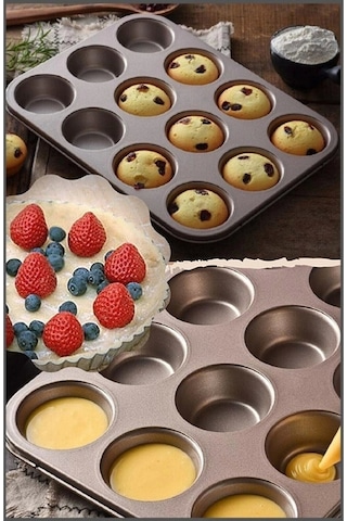 Muffin Kalıbı 12'li Kek Pasta Kurabiye Cupcake Lüx Muffin Kalıbı Kek Çörek Fırın Kapsülü Çok Renkli