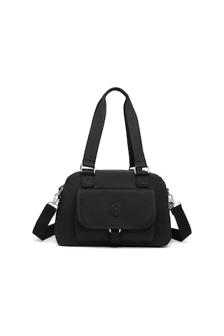 Smart Bags Orta Boy Çok Cepli Su Geçirmez Hafif Krınkıl Kumaş Kadın Omuz Çantası Siyah