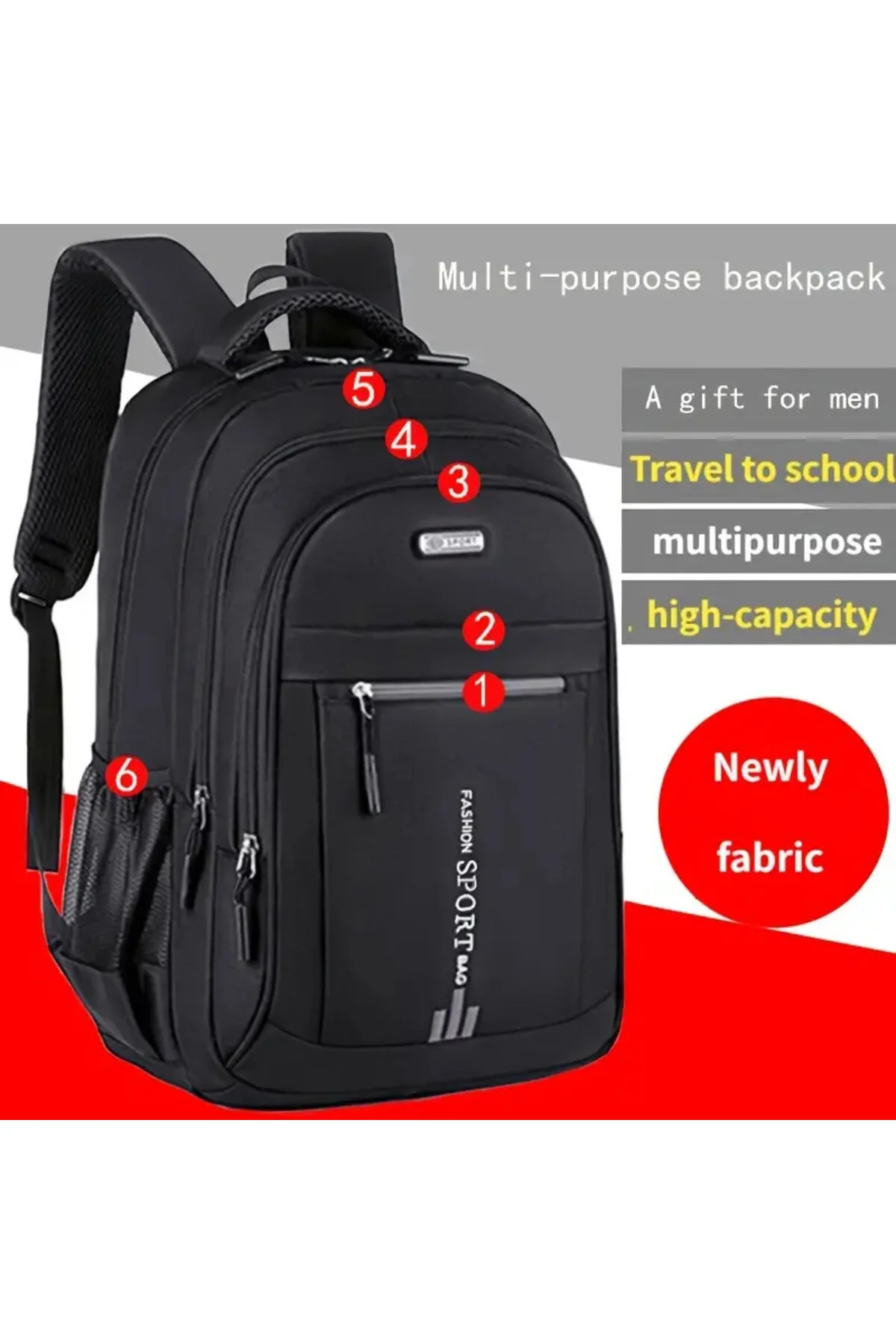 Erkek Okul Ve Laptop Sırt Çantası Su Geçirmez, Çok Gözlü, Geniş İç Hacimli Mavi