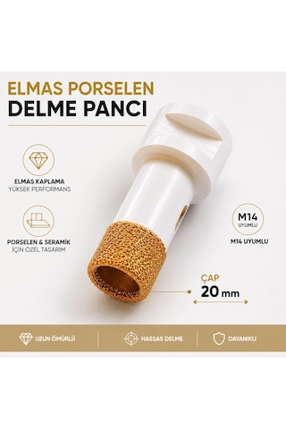 Seramik Granit Delme Pançı 20 Mm M14 Uyumlu Vakumlu Elmas Kesici Uç Porselen Fayans Delme Aparatı