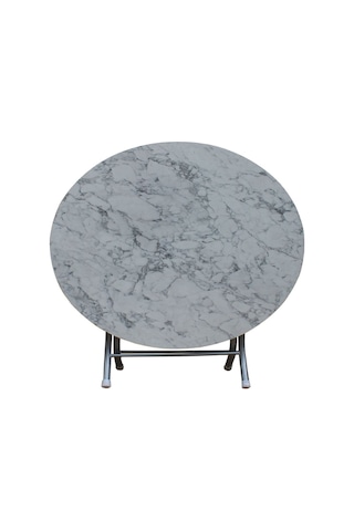 Teknor 100 Cm Beyaz Mermer Desenli Yuvarlak Katlanır Masa Ders Çalışma Ve Yemek Masası