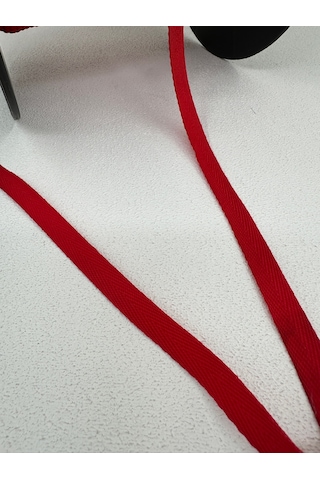 1 Cm Balıksırtı Şerit - 10 Metre - Kırmızı - Polyester