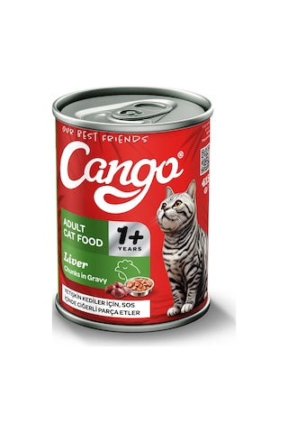 Cango Yetişkin Yaş Kedi Maması Ciğerli 415gr 36lı