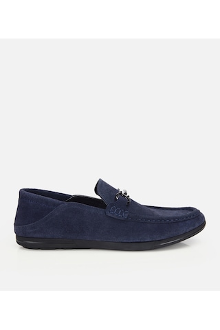 Hotiç Erkek Süet Deri Lacivert Toka Detaylı Comfort Loafer