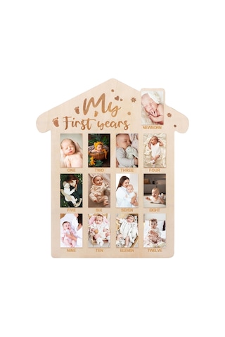 Sones 35 X 42 Cm Ahşap Yenidoğan Bebek Kilometre Taşı Anma Fotoğraf Çerçevesi Bebek Standı Aylık Plak El Sanatları Süsü