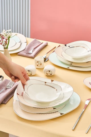Karaca Fine Pearl Extra Abraca 62 Parça 12 Kişilik Yemek Takımı Gold