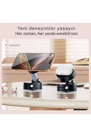 Universal Vakumlu Manyetik 180 Dönen Taşınabilir Çok Amaçlı Araç Telefon Tutucu Siyah