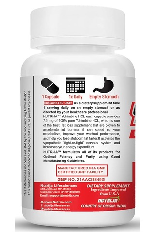 Nutrija Yohimbine Hcl 7.5mg 60 Kapsül