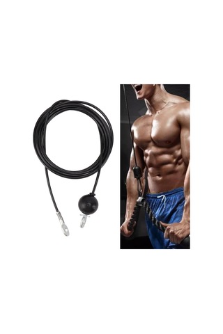 Konesam Ev Ve Spor Salonu İçin Kuvvetli Çelik Tel, Boyu Ayarlanabilir, Gelişmiş Kas Antrenmanı İçin Siyah Fitness Makine Kablosu 4 Metre