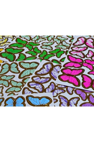 Sticker Plastik Kelebek 21li Tek Mavi-beyaz Mavi-beyaz