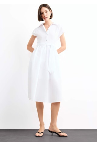 Defacto Terry Cotton Kısa Kollu Kemerli Midi Elbise G0392ax25smwt34 Beyaz