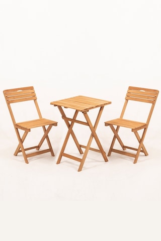 Meya Dekor Sırt ve Oturak Minderli Katlanır Masa Sandalye Bistro Set 3'lü 50x50 Krem