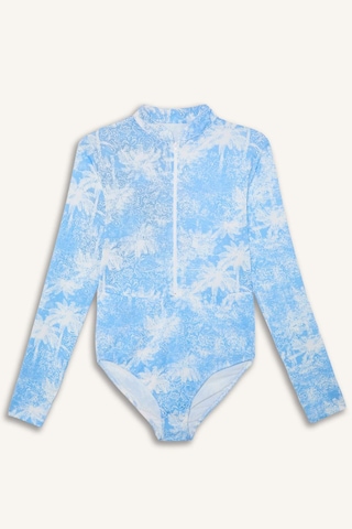 Defacto Regular Fıt Palmiye Desenli 4lü Burkini Mayo G7444ax26hsbe376 Mavi-be376