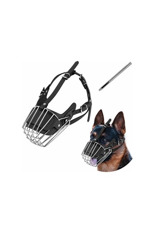 İri Irk Metal Deri Köpek Ağızlığı 43 Cm Xxl Siyah
