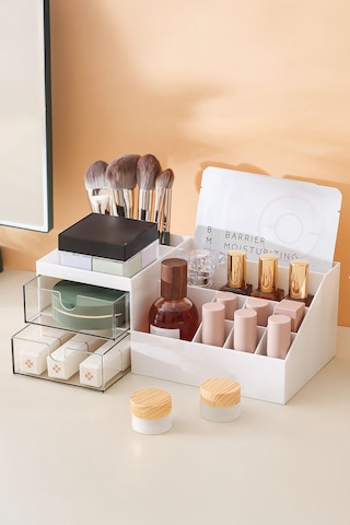 3 Katlı 2 Çekmeceli Ofis , Takı Makyaj Düzenleyici Organizer / Kozmetik Masüstü Düzenleme Kutusu