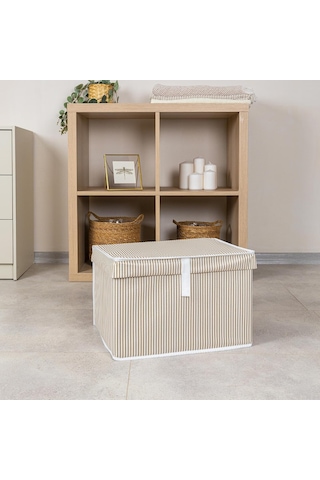 Çok Amaçlı Düzenleyici Kapaklı Sandık Tipi Kutu Hurç Organizer 40 X 30 X 26, Kahverengi