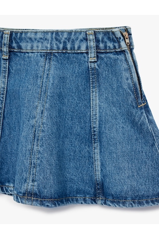 Koton Pamuklu A Kesim Denim Etek Orta İndigo 6skg70007ad İndigo