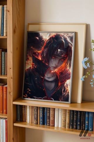 Naruto Itachi Anime Poster, Siyah Çerçeveli Duvar Tablosu - Anime Severlere Özel Hediye No:1074