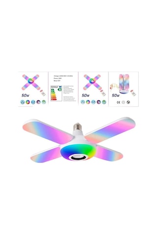 RGB Led Yapraklı Bluetooth Renkli Müzik Lambası Katlanır Ampül Ku
