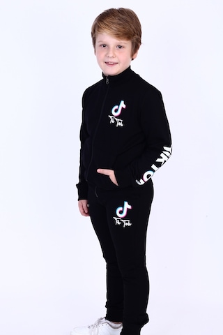 Toontoy Kids Toontoy Erkek Çocuk Tiktok Baskılı Takım Siyah